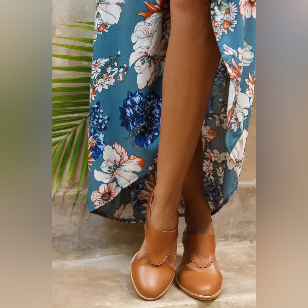 ELF Rain Kiss Leather Booties in Vintage Camel